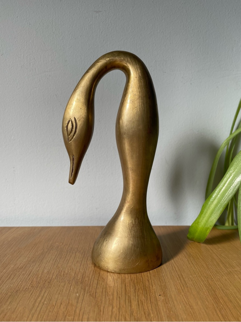Vintage MCM Hollywood Regency Solid Brass Swan Duck Goose Head Bust 5.5”